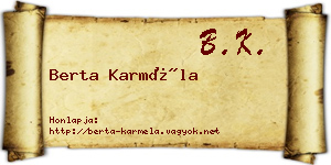 Berta Karméla névjegykártya